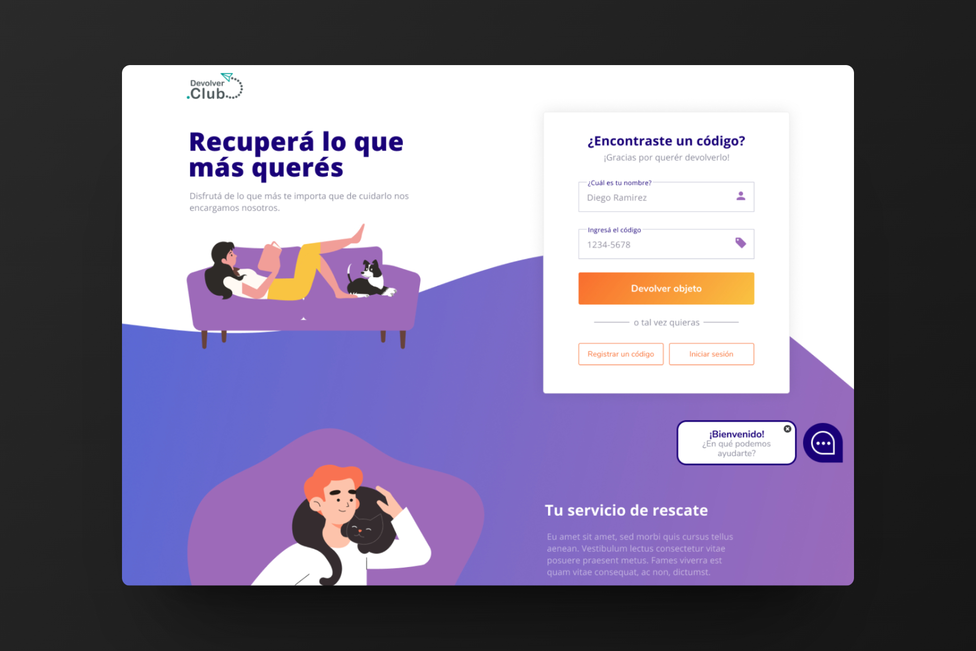 Design of a lost pet and/or lost items return service